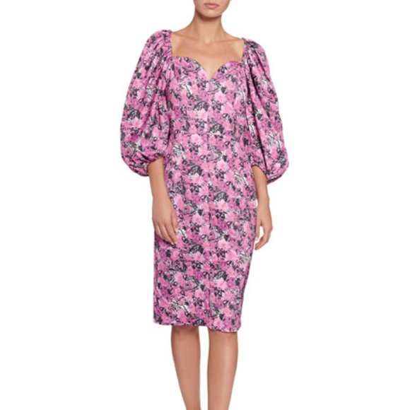ROTATE BIRGER CHRISTENSEN Irina Pink Floral Dress Size 10 - Picture 3 of 10